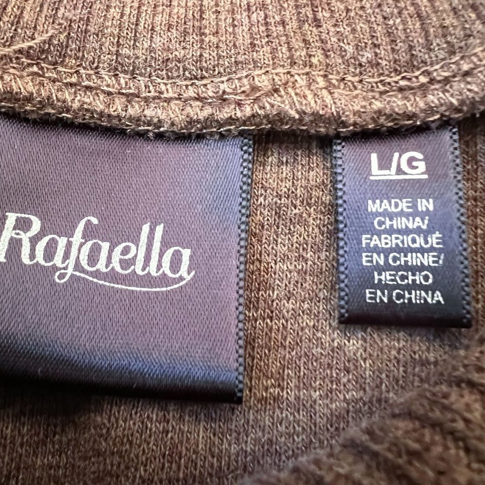 Rafaella Brown Sweater with faux leather trim Size Large - Picture 5 of 8